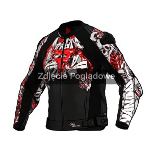 KURTKA MOTOCYKLOWA SKÓRZANA REBELHORN VANDAL 2 CRUZE BLACK DARK GREY RED 26ST