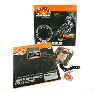 MOTO-MASTER ZESTAW HAMULCOWY DO KTM SX 85 ''21- , HUSQVARNA TC 85 '21-, GASAS MC 85 '21-, ZAWIERA :TARCZA PŁYWAJĄCA 260MM (112160), ADAPTER (211124) I KLOCKI KH181 M:22 (093022)