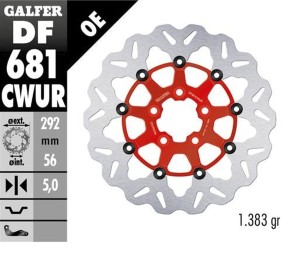 GALFER TARCZA HAMULCOWA PRZÓD / TYŁ HARLEY-DAVIDSON (292X56X5) (WAVE) PŁYWAJĄCA KOLOR CZERWONY