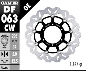 GALFER TARCZA HAMULCOWA PRZÓD HONDA CBR 600F4 i SPORT '01-'10; CB 900 HORNET '01-; VTX 1800C '01- (WAVE FLOATING) (296X94X5MM)