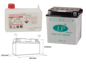 LANDPORT AKUMULATOR YB30L-B (MD LB30L-B) 12V 30AH 168X132X176 HARLEY DAVIDSON, POLARIS 600/700 OBSŁUGOWY - ELEKTROLIT OSOBNO (2) UE2019/1148