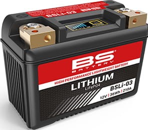BS AKUMULATOR LITOWO-JONOWY ZE WSKAŹNIKIEM NAŁADOWANIA LIFEPO4 BSLI-03 (134X65X92) (210A,36WH,3AH) (YTX7A-BS,YT7B-BS,YT9B-BS,YTX9-BS,YB9-B,YT7B-4,YT9B-4) (10)
