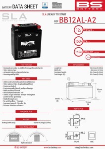 BS AKUMULATOR BB12AL-A2 (FA) (YB12AL-A2) 12V 12AH 135X81X161 BEZOBSŁUGOWY - ZALANY (150A) (5)