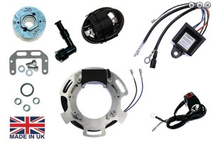 ELECTREX ZESTAW ZAPŁONU WIRNIK, (KOŁO MAGNESOWE) UZWOJENIE ALTERNATORA, REGULATOR NAPIĘCIA, CEWKI ZAPLONOWE, FAJKI ŚWIEC, MODUŁ CDI, TRUMPH T20 / T20S (200ccm)