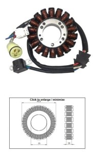 DZE UZWOJENIE ALTERNATORA STATOR YAMAHA YFM 250 BRUIN '05-'06; YFM 250 BIG BEAR '07-'09; YFM 250 BEAR TRACKER '01-'05; YFM 660 RAPTOR '01-'05 (OEM-5LP-81410-00-00;1P0-H1410-00-00)