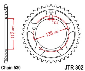 JT ZĘBATKA TYLNA 408 43 HONDA CBR 600F '91-'96, CBF 1000 '06-'10 (SC58) (40843JTZBK) (ŁAŃC. 530) KOLOR CZARNY