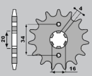 PBR ZĘBATKA PRZEDNIA 263 16 18NC YAMAHA DT/TZR/SR/RD 125 (ŁAŃC. 428) (MADE IN ITALY)