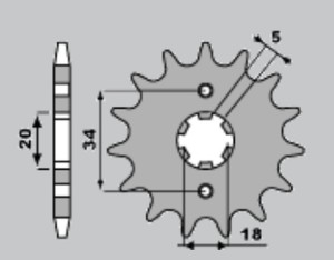 PBR ZĘBATKA PRZEDNIA 264 16 18NC KYMCO 125/ YAMAHA 125 (ŁAŃC. 428) (MADE IN ITALY)