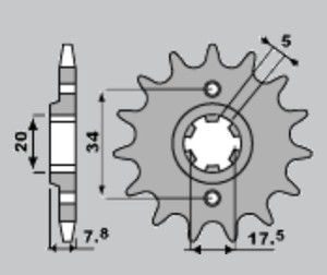 PBR WYPRZEDAZ ZĘBATKA PRZEDNIA 279 13 18NC (ŁAŃC. 520) (MADE IN ITALY)