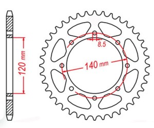 MTX PARTS ZĘBATKA TYLNA 491 44 KAWASAKI KLE 500 '91-'07 (JTR487.44) (ŁAŃC. 520)