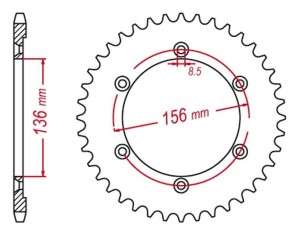 MTX PARTS ZĘBATKA TYLNA 4365 43 SUZUKI DR 650 SE '96-'12 (JTR1791.43) (ŁAŃC. 525)