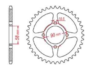MTX PARTS ZĘBATKA TYLNA 4669 45 HONDA CBR 125 '11-17, CB 125F (GLR125) '15-'17 (JTR1221.45) (ŁAŃC. 428) ( OTWÓR NA ŚRUBĘ 10,5MM )