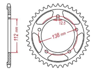 MTX PARTS ZĘBATKA TYLNA 4384 43 HONDA NC 700/750S '12-'19, NC 700/750X '12-'19 (JTR1316.43) (ŁAŃC. 520)