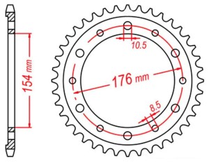 MTX PARTS ZĘBATKA TYLNA 4434 43 HONDA VFR750, VFR800 V-TEC '02-'14, VFR800X CROSSRUNNER '11-'15 (JTR1340.43) (ŁAŃC. 530)