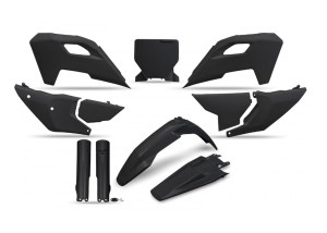 UFO KOMPLET PLASTIKÓW (FULL KIT) Z OSŁONAMI TELESKOPÓW (AMORTYZATORÓW) HUSQVARNA TC 125 / 250 '23-'24, FC 250 / 350 / 450 '23-'24, FX 350 / 450 '23-'24, TX 300 '24, KOLOR CZARNY