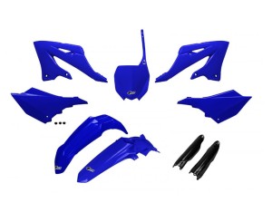 UFO KOMPLET PLASTIKÓW (FULL KIT) Z OSŁONAMI TELESKOPÓW (AMORTYZATORÓW) YAMAHA YZ 125 / 250 '22-'26 KOLOR OEM NIEBIESKI CZARNY