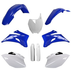 POLISPORT KOMPLET PLASTIKÓW (FULL KIT) YAMAHA YZ 250F '06-'07; YZ 450F '06-'07 W ZESTAWIE TABLICA PRZEDNIA (8658100001) I OSŁONY AMORTYZARORÓW (8398100001) KOLOR NIEBIESKI BIAŁY OEM