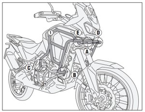 KAPPA GMOLE OSŁONY SILNIKA GÓRNE HONDA CRF 1100 L AFRICA TWIN ADVENTURE SPORTS '24-'25 CZARNE