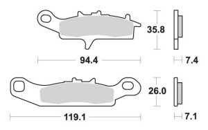 SBS KLOCKI HAMULCOWE KH349 OFF-ROAD SINTER KOLOR ZŁOTY PASUJE DO: KAWASAKI KFX 450 '07-'15, KVF 650 BRUTE FORCE '05-'11, PRAIRE '01-'03, HFX 700 V-FORCE '04-'13, SUZUKI 700 QUADRUNNER, TWIN PEAKS ;04-'06 PRAWY PRZÓD
