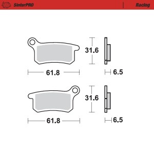 MOTO-MASTER KLOCKI HAMULCOWE KH357 SINTER METAL OEM: 11 (SINTERPRO RACING) PRZÓD/TYŁ KTM SX 65 '09-'21, GASGAS MC 65 '21-, HUSQVARNA TC 65 '17-, SX 85 '04-'11