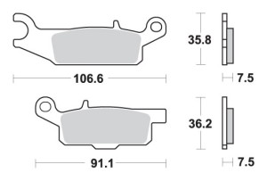 SBS KLOCKI HAMULCOWE KH444 OFF-ROAD SINTER YAMAHA YFM 550 GRIZZLY '09-'16, YFM 700 '07-'17, YFM 250 RAPTOR '09-'14 KOLOR ZŁOTY