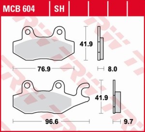 TRW ZF KLOCKI HAMULCOWE KH165/2 ORGANIC SUZUKI DR 800 97-99, TRIUMPH TIGER 1050 07-13, DYTONA 1200 93-97, TROPHY 1200 94-03, YAMAHA XTZ 750 89-97, TYŁ