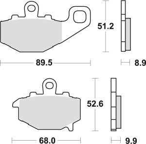 TRW ZF KLOCKI HAMULCOWE KH192 ORGANIC KAWASAKI ZX6R 600 94-16, ZX6R 636 02-06, ER6 06-16, VERSYS 650 07-14, Z 750 04-06, ZX9R 94-04, Z 1000 / SX 10-, ZX10R 04-09, GPZ 1100 95-98, TYŁ