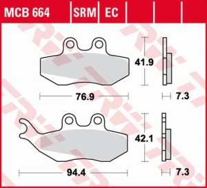 TRW ZF KLOCKI HAMULCOWE KH194 ORGANIC APRILIA RS 50 99-10, RX 50 95-06, PEGASO 125 92-95, RX 125 92-99, PRZÓD (PROMOCJA)