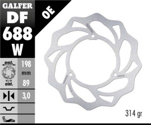 GALFER TARCZA HAMULCOWA PRZÓD KTM SX 65 '98-'24; HUSQVARNA TC 65 '17-'24; GAS GAS MC 65 '21-'24 (198X89X3MM) (3x6,5MM) WAVE