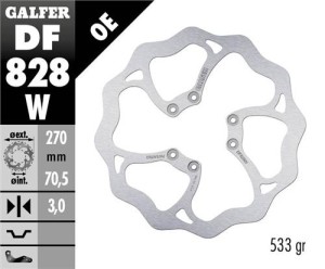 GALFER TARCZA HAMULCOWA PRZÓD TM RACING EN 125/250/450/530 '04-14, EN 125/300 '15-21, MX 125-530 '05- (270X70,5X3MM) (6X6,5MM) WAVE