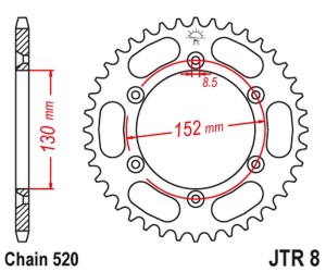 JT ZĘBATKA TYLNA 4500 51 BMWG 450X '08-11 (450051JT) (ŁAŃC. 520)