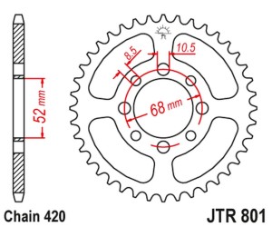 JT ZĘBATKA TYLNA 801 42 SUZUKI RM 50 '78-82, RM 60 '80-83, TS 75 '75-77, KAWASAKI AE 80 '81-92, AR 80 '82-92 (80142JT) (ŁAŃC. 420)