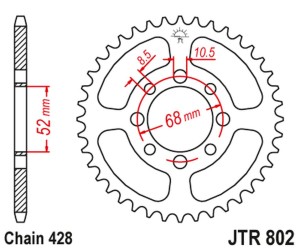 JT ZĘBATKA TYLNA 802 48 SUZUKI TS 90 '72, GT 100 '76, RM 80 '80-81, RV 90 '73-77, KAWASAKI KZR 100, KE 100 '80, (80248JT) (ŁAŃC. 428)