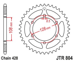 JT ZĘBATKA TYLNA 902 42 SUZUKI TS 100/125 '82-84, DR 100 '83-90 (90242JT) (ŁAŃC. 428)