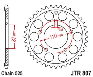 JT ZĘBATKA TYLNA 828 48 SUZUKI GSF 650 BANDIT '07-15,GSX 650F '08-'16 (82848JT) (ŁAŃC. 525) KOLOR CZARNY