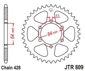 JT ZĘBATKA TYLNA 809 55 SUZUKI DR 125 '85-00 (+2) (80955JT) (ŁAŃC. 428)