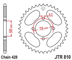 JT ZĘBATKA TYLNA 810 49 SUZUKI RG 80 GAMMA '85-94 (81049JT) (ŁAŃC. 428)