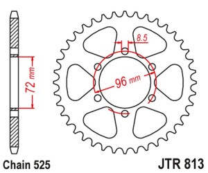 JT ZĘBATKA TYLNA SUZUKI TM 400 '71-75, TS 250 '75-83, TS 400 '72-77 (JTR813,40) (ŁAŃC. 525)