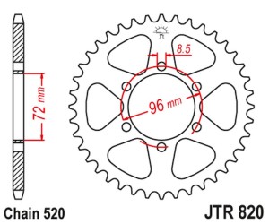 JT ZĘBATKA TYLNA 829 42 SUZUKI DR 250 '82-87, SP 250 '82-85, DR 370 '78-79, SP 370 '77-82 (82942JT) (ŁANC. 520)