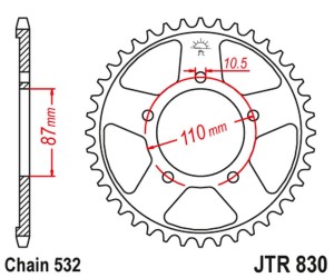 JT ZĘBATKA TYLNA 821 46 SUZUKI GSX-R 1100 '86-88 (82146JT) (ŁAŃC. 532)