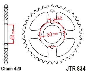 JT ZĘBATKA TYLNA 834 28 YAMAHA LB 80 CHAPPY (83428JT) (ŁAŃC. 420) NA ZAMÓWIENIE