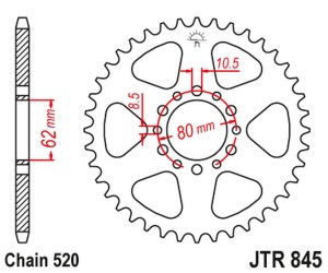 JT ZĘBATKA TYLNA 845 48 YAMAHA XT 250 '83-84 (84548JT) (ŁAŃC. 520) NA ZAMÓWIENIE