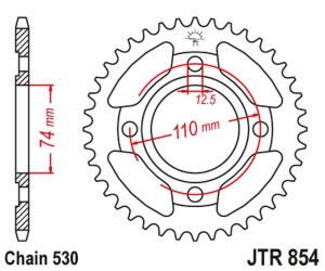 JT ZĘBATKA TYLNA 854 43 YAMAHA XS 250 '78-80, XS 500 '76-77 (85443JT) (ŁAŃC. 530) NA ZAMÓWIENIE
