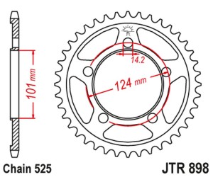 JT ZĘBATKA TYLNA 4508 38 KTM 990 SUPERDUKE/R '05-12 1190 RC8/R '10-15 (450838JT) (STD.38) (ŁAŃC. 525) KOLOR CZARNY