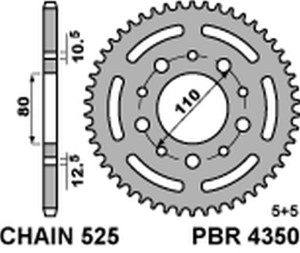 PBR WYPRZEDAZ ZĘBATKA TYLNA 4350 43 C45 HONDA CB 500 '94-'03, CB 750 '91-'03, VT 600 SHADOW '90-'04 (JTR1332.43) (ŁAŃC. 525) (MADE IN ITALY)