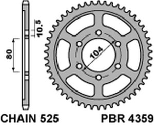 PBR PROMOCJA ZĘBATKA TYLNA 4359 44 C45 KAWASAKI ZXR 750R NINJA '96-'03, KLZ VERSYS 1000 '12-'20, Z 1000 '03-'20 (JTR1489.44) (ŁAŃC. 525) (MADE IN ITALY)
