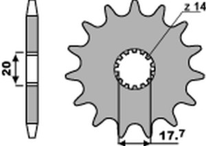 PBR PROMOCJA ZĘBATKA PRZEDNIA 440 14 18NC YAMAHA YZ 125 '87-'04 (JTF564.14) (ŁAŃC. 520) (STD.+1) (MADE IN ITALY)