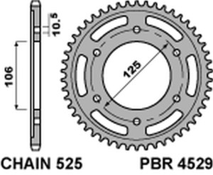 PBR ZĘBATKA TYLNA 4529 49 C45 TRIUMPH 675 DAYTONA/ STREET TRIPLE '06-'20, BONNEVILLE/SPEEDMASTER/THRUXTON 1200 (JTR2014.49) (ŁAŃC. 525) (MADE IN ITALY)
