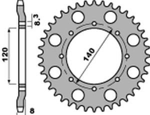 PBR PROMOCJA ZĘBATKA TYLNA 506 46 C45 KAWASAKI KLR 600 '84-'90 (JTR477.46) (ŁAŃC. 520) (STD.+3) (MADE IN ITALY)