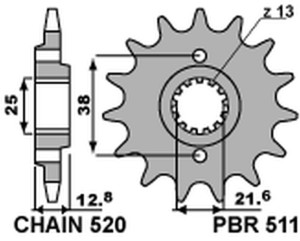 PBR WYPRZEDAZ ZĘBATKA PRZEDNIA 511 15 18NC KAWASAKI KLR 650 '90-'17 (JTF511.15) (ŁAŃC. 520) (STD.) (MADE IN ITALY)